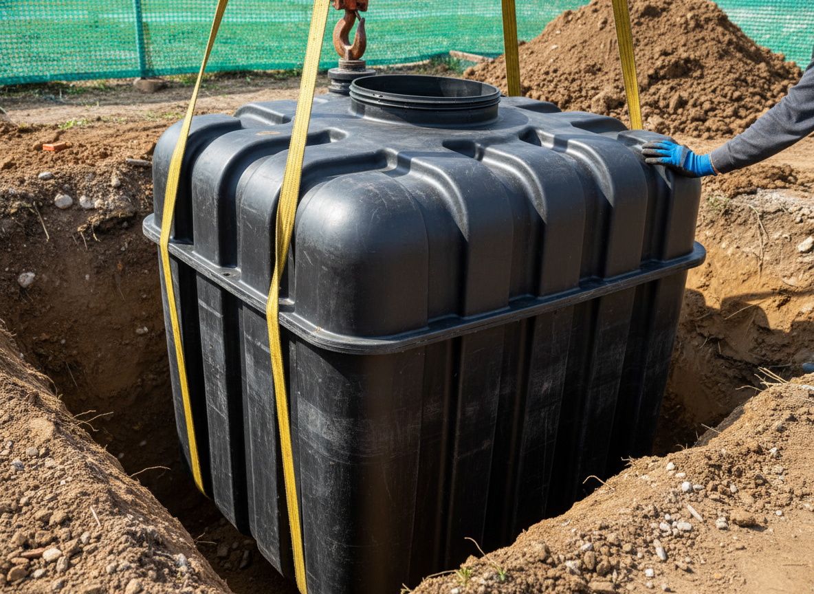 Septic tank installation in progress